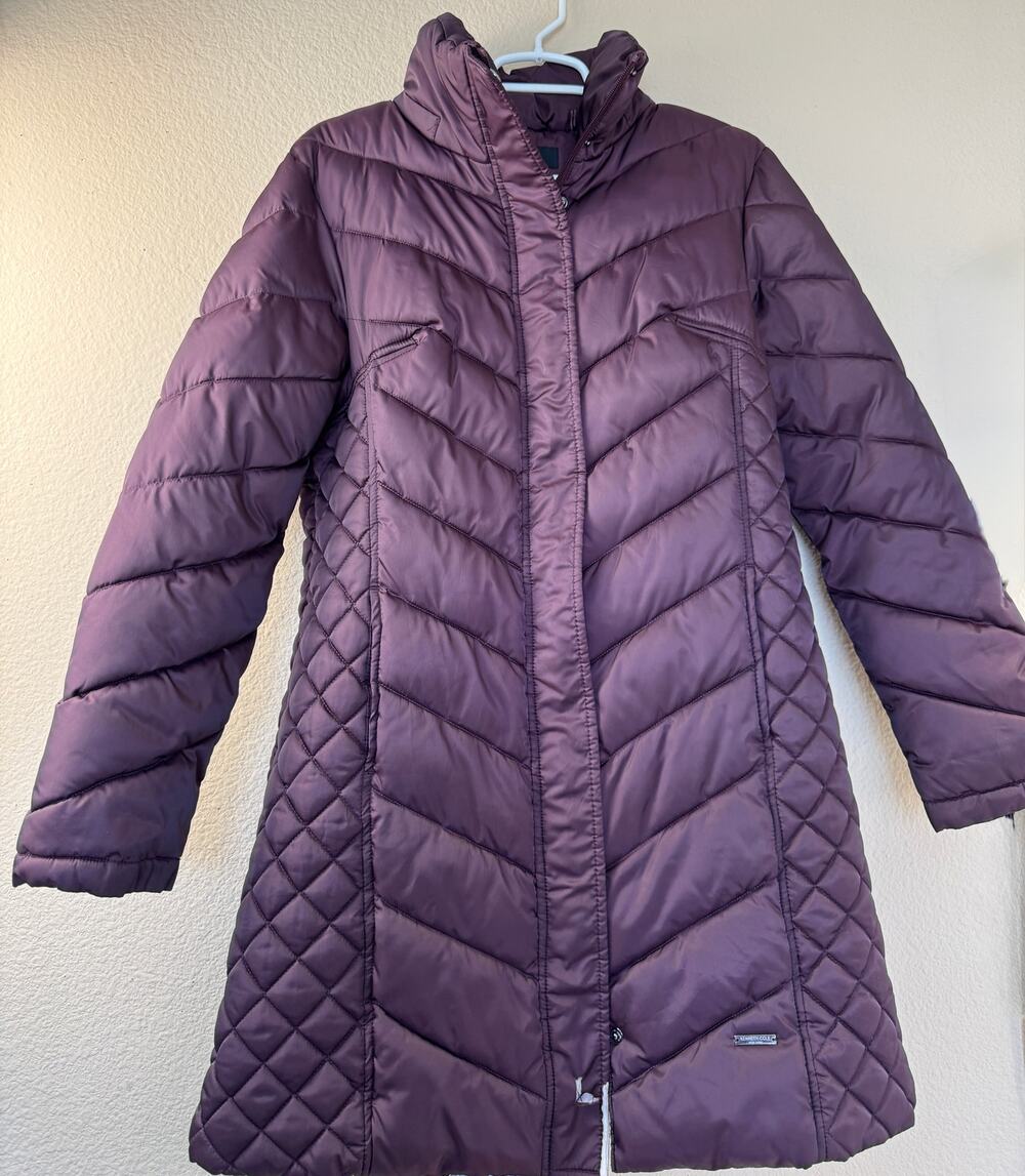 Kenneth Cole New York Women’s Quilted Puffer Coat Size Large Purple Longline